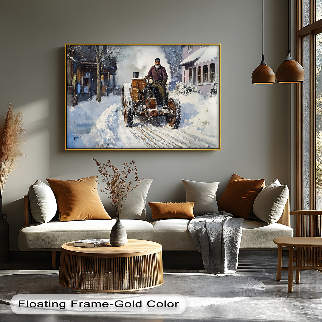 Snowbound Journey – Car Canvas Print