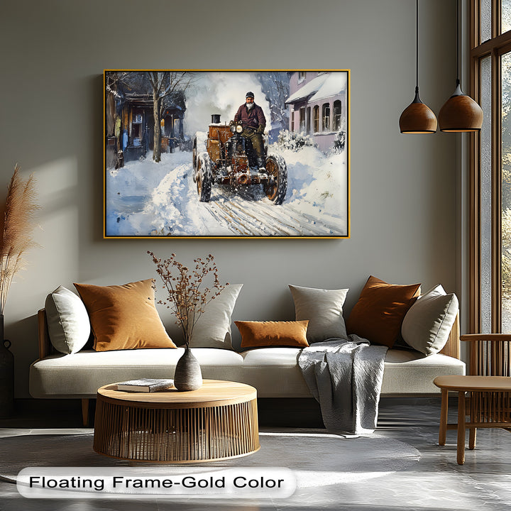 Snowbound Journey – Car Canvas Print
