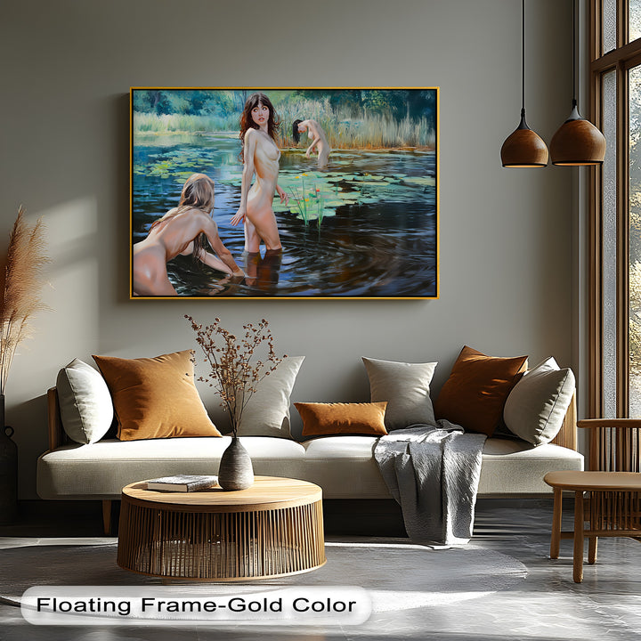 Water Lilies and Whispers – Nude Erotic Canvas Wall Art | Sexy Art