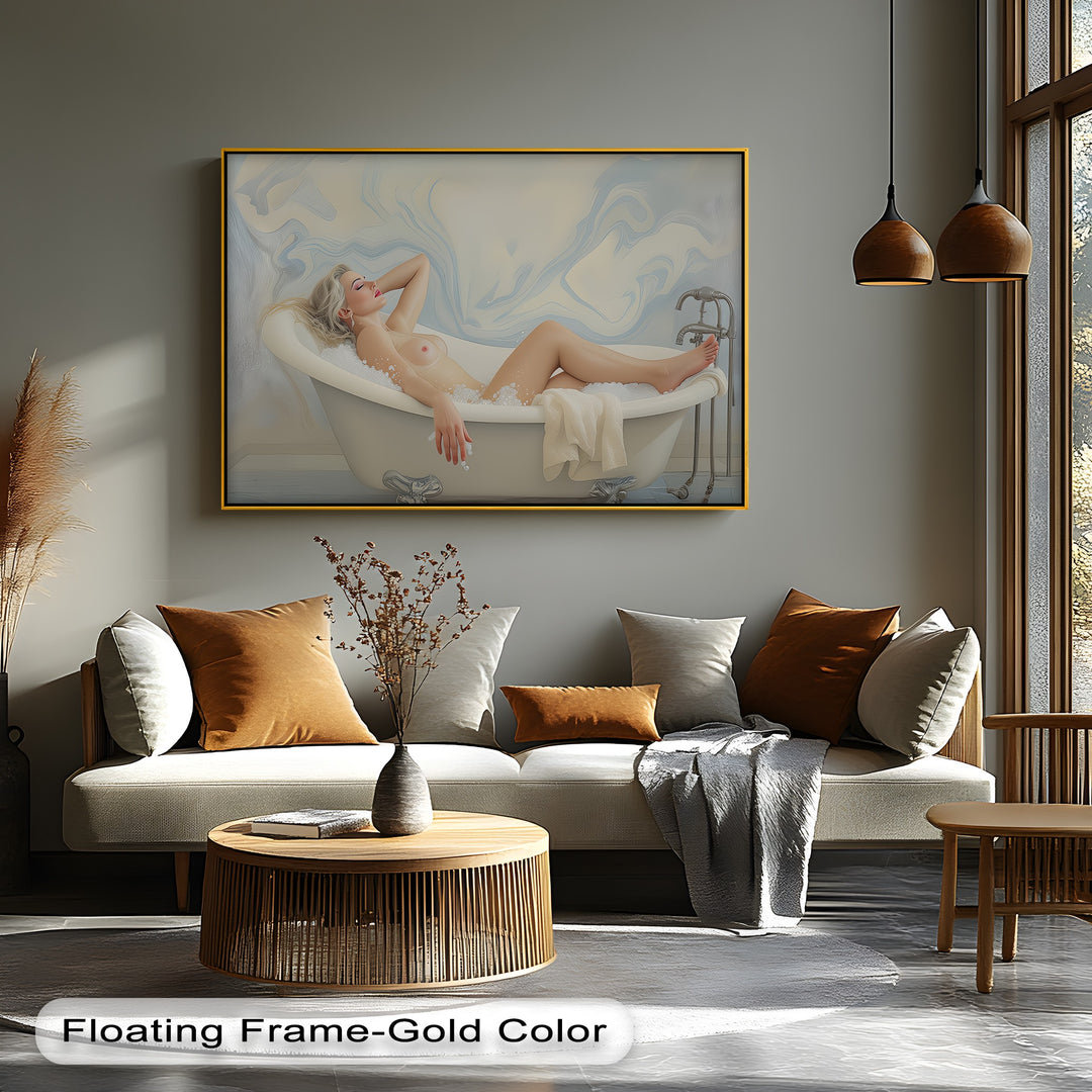 Nude Woman in Bathtub – Sexy Canvas Wall Art | Erotic Art
