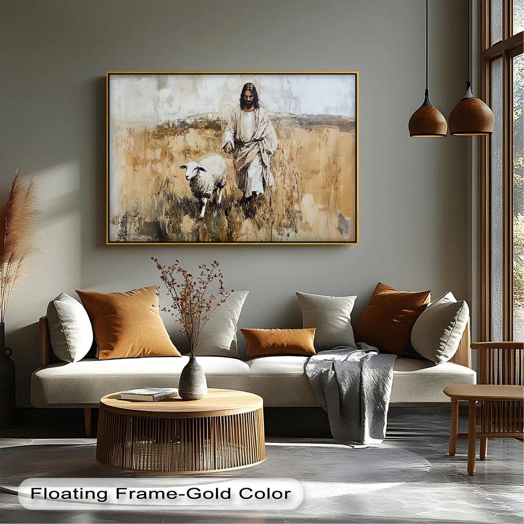 The Shepherd’s Walk – Jesus with a Lamb in a Wheat Field Canvas Print - MyPhotoStation
