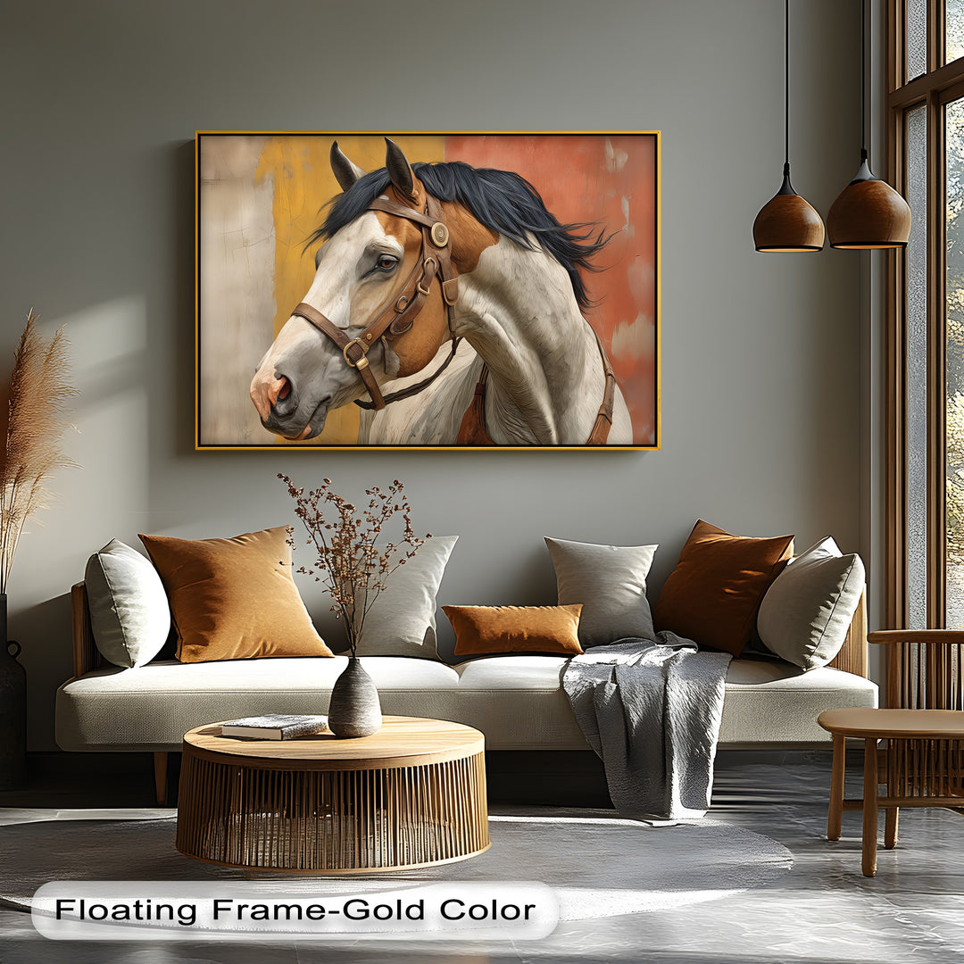 Western Spirit – Brown and White Horse Portrait Canvas Print