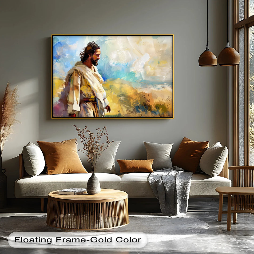 Solitude in Spirit – Abstract Jesus in the Wilderness Canvas Print