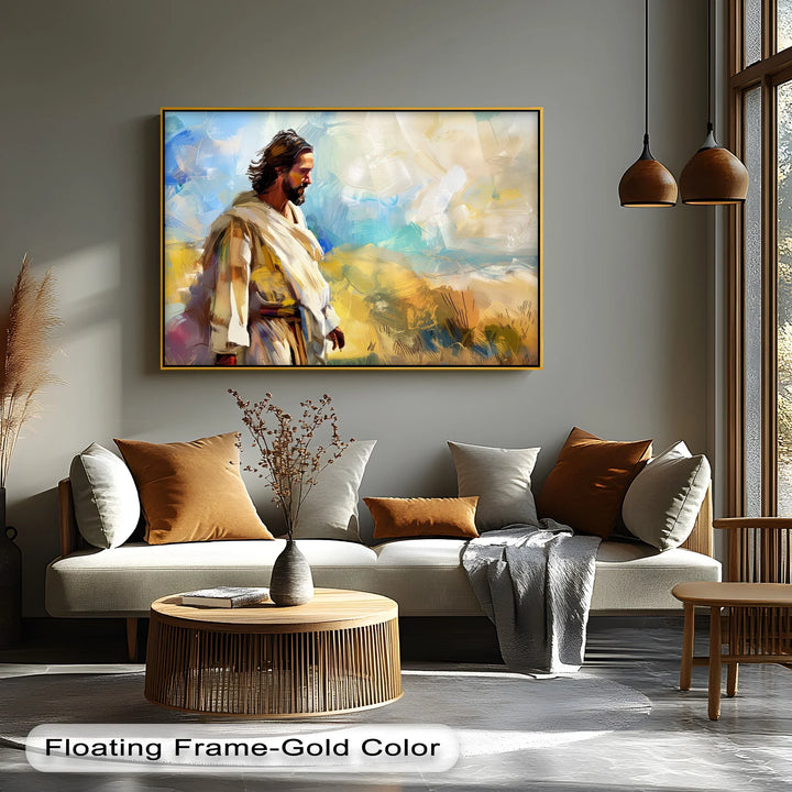 Solitude in Spirit – Abstract Jesus in the Wilderness Canvas Print