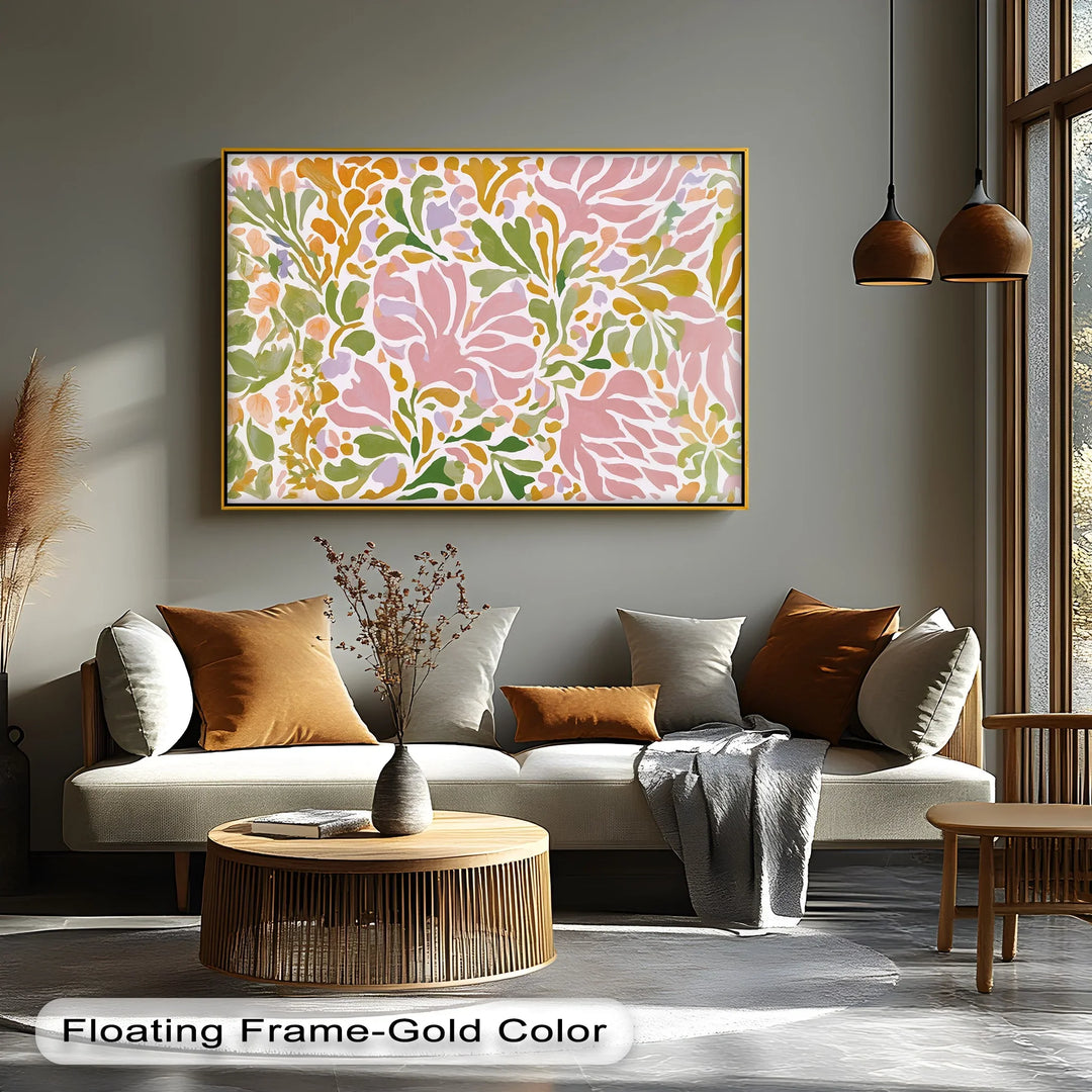 Boho Floral Harmony – Pastel Botanical Pattern Canvas Print - MyPhotoStation