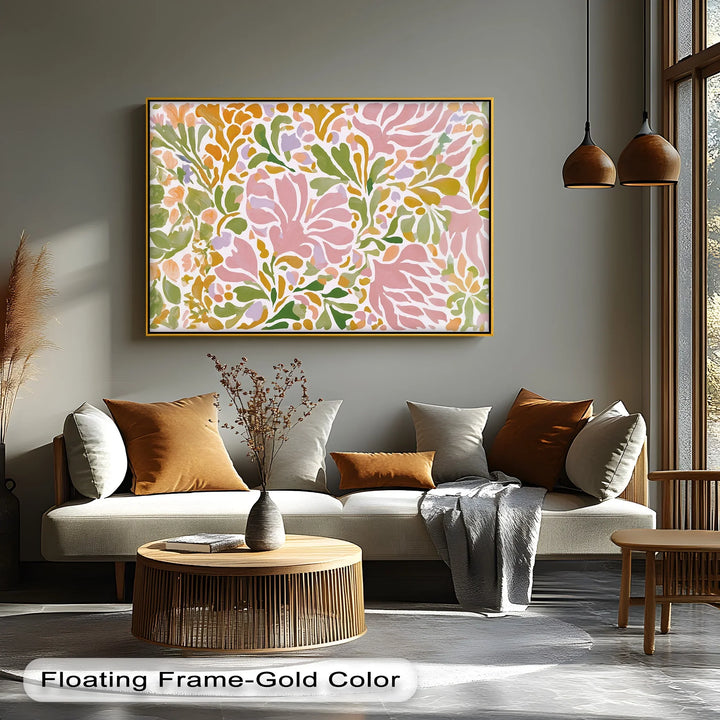 Boho Floral Harmony – Pastel Botanical Pattern Canvas Print - MyPhotoStation