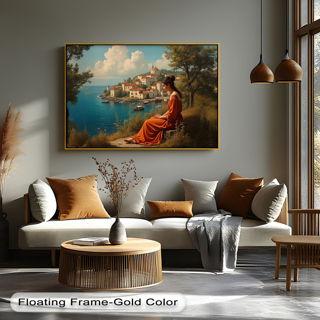 Mediterranean Muse – Seaside Village Canvas Wall Art | Large Canvas Art