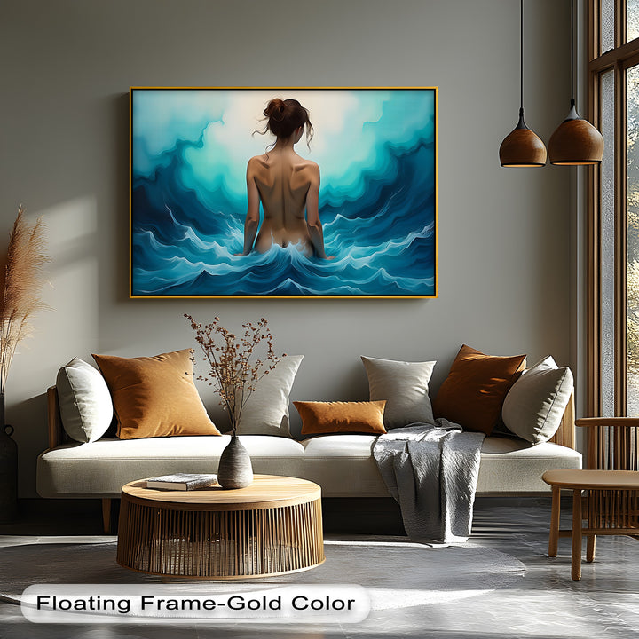 Emerald Tide Nude Woman Back – Erotic Canvas Wall Art | Large Canvas