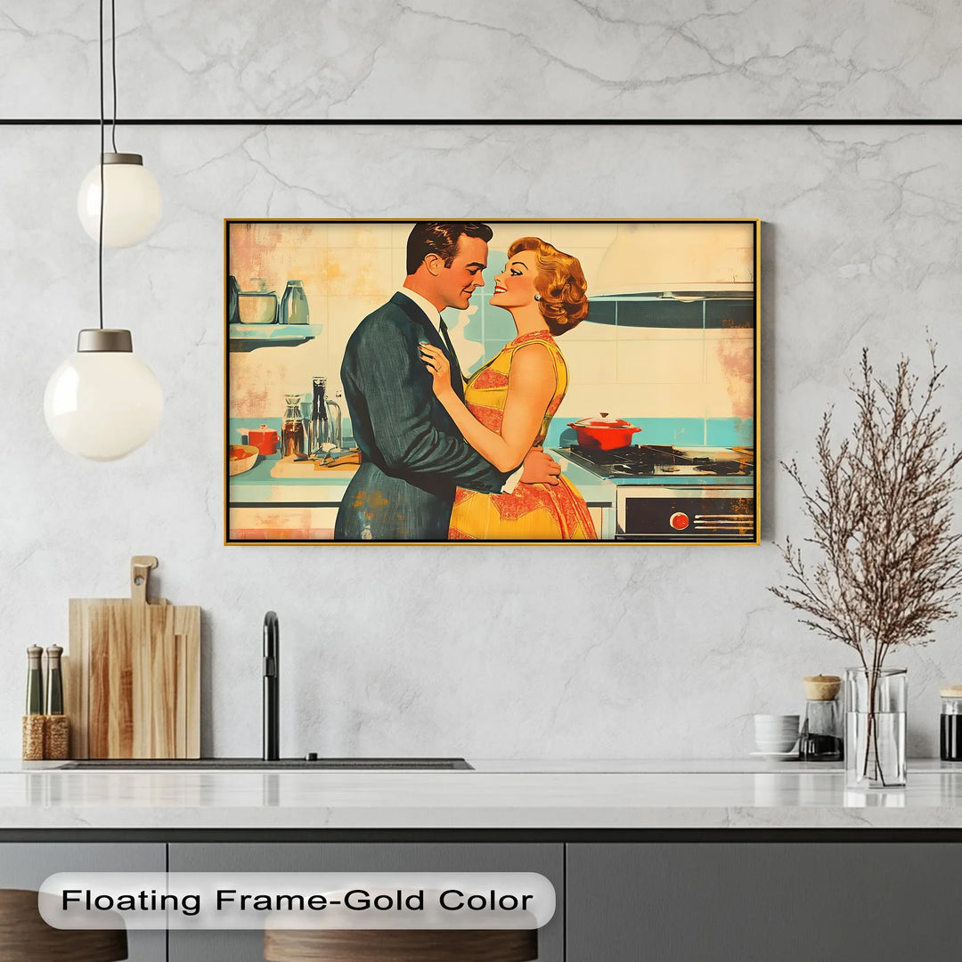 Retro Couple in the Kitchen – Romantic Vintage-Style Kitchen Canvas Prints - MyPhotoStation