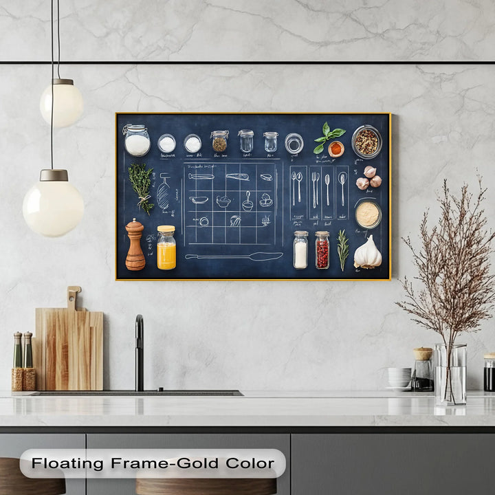 Kitchen Tools & Herbs Chalkboard - Kitchen Canvas Prints - MyPhotoStation