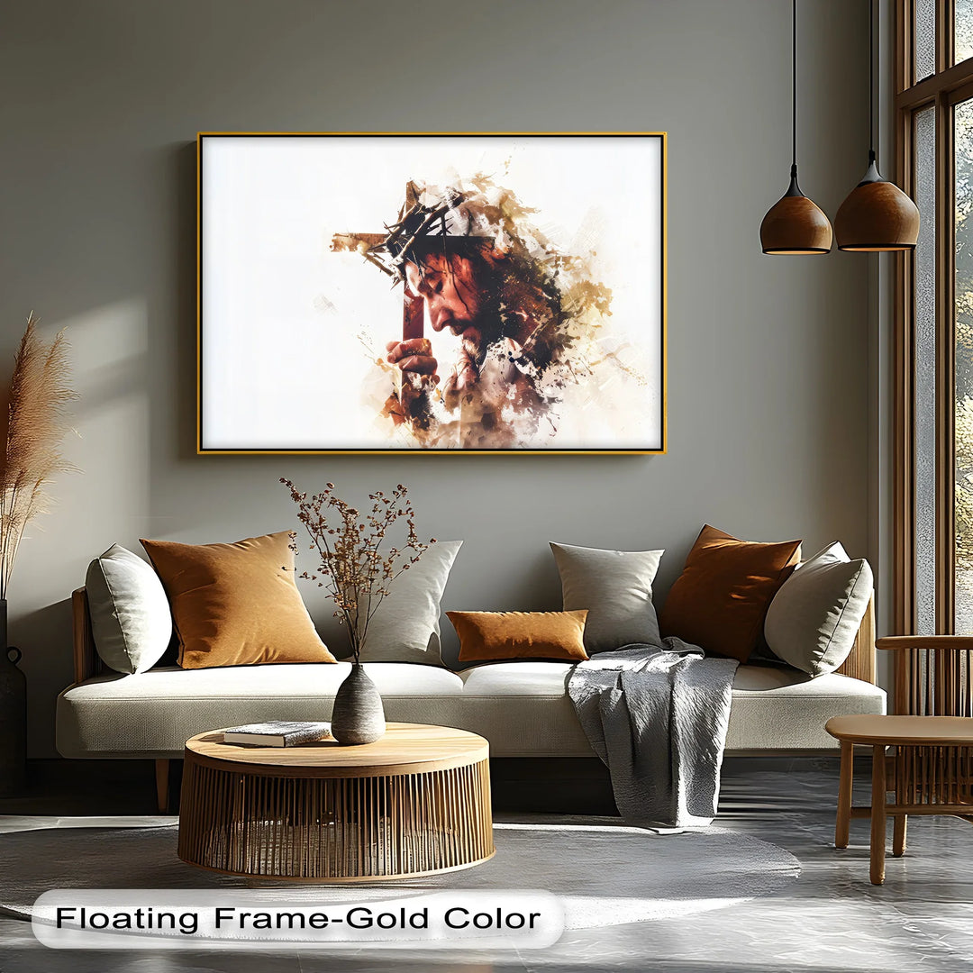 Burden of the Cross – Emotional Jesus Canvas Print