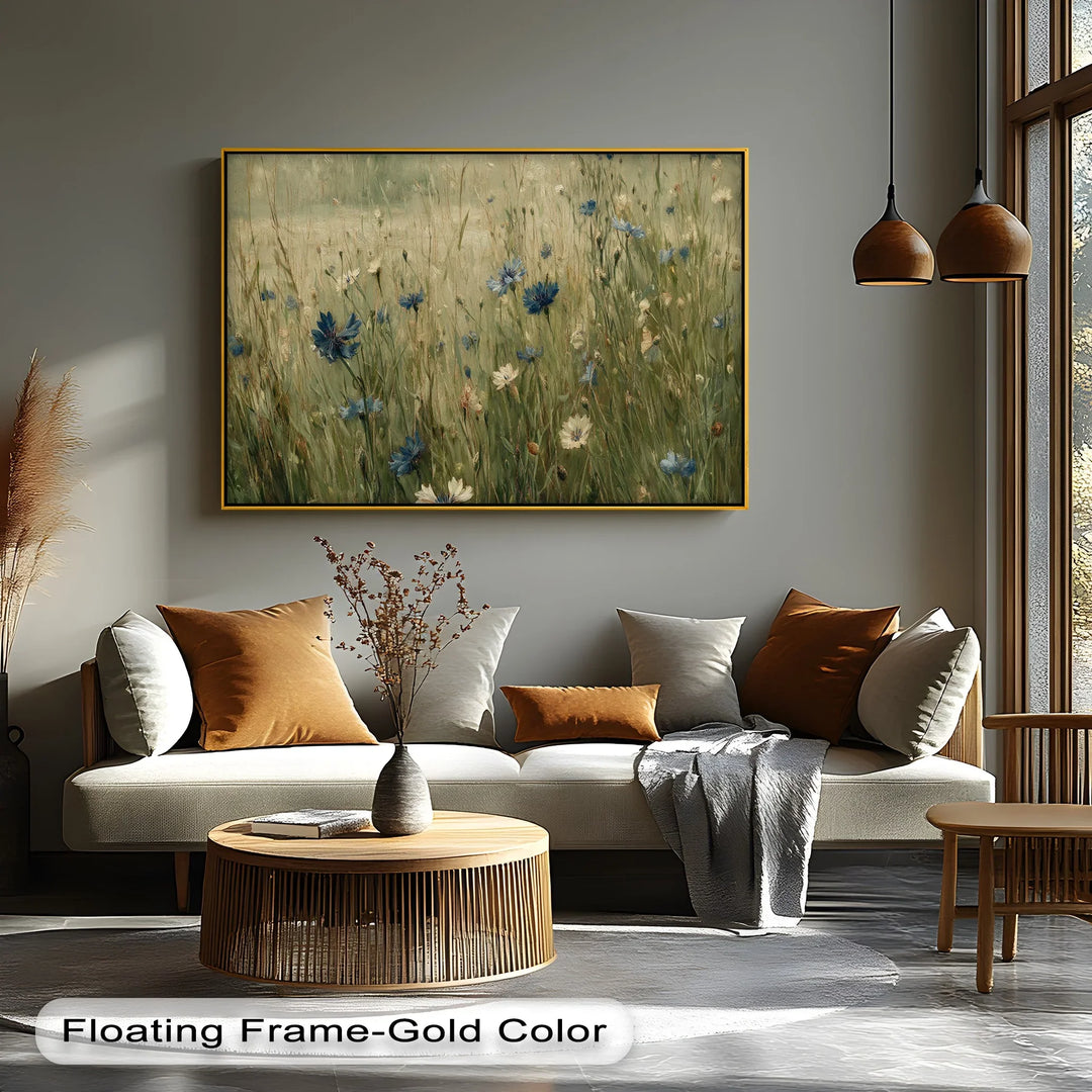Whispers of Blue – Wildflower Meadow Scene Canvas Print - MyPhotoStation