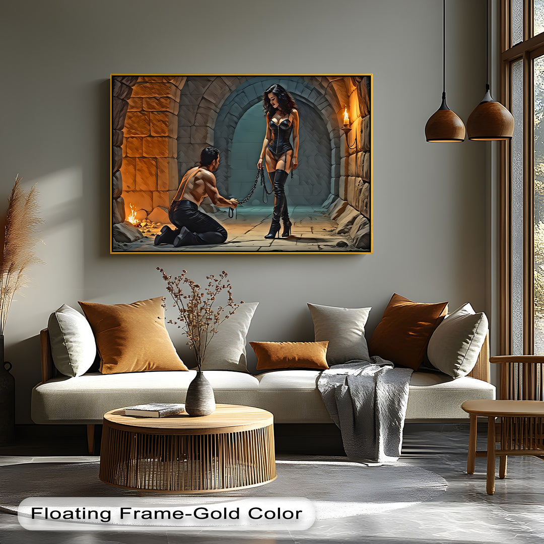 Kneel for Her – BDSM Erotic Canvas Wall Art | Nude Artwork