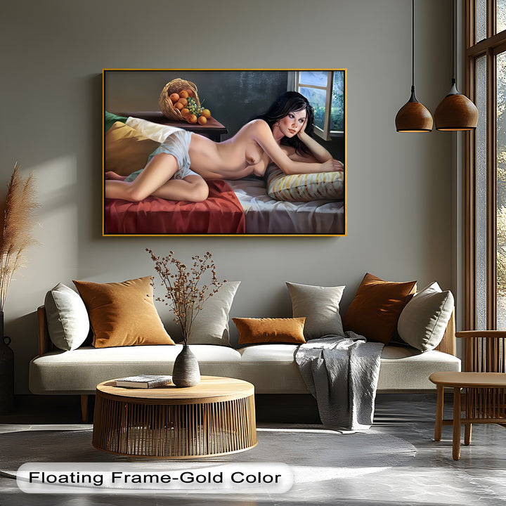 Daydream in Tuscany – Erotic Window Canvas Wall Art | Naked Art
