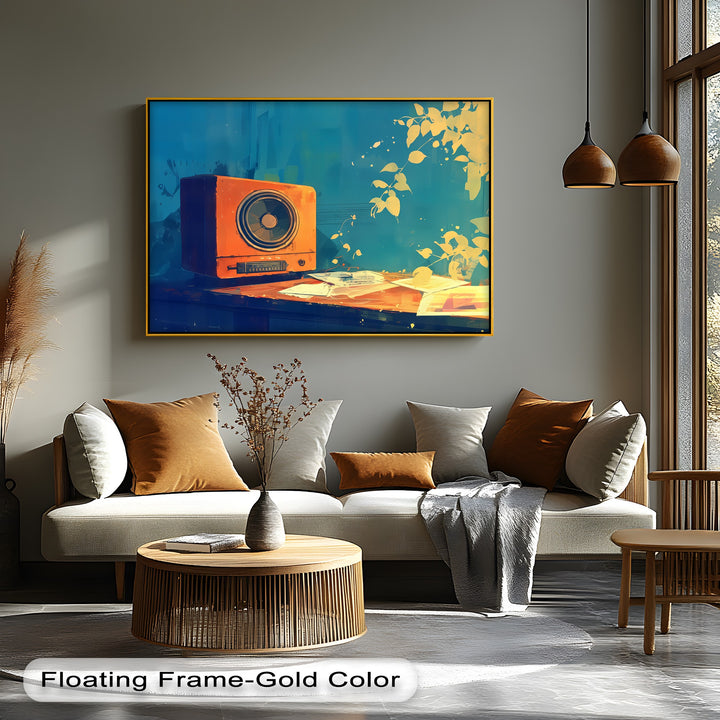 Golden Frequency – Retro Radio Still Life Canvas Print