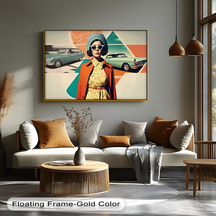 Retro Glamour Drive – Vintage Fashion & Classic Car Canvas Print