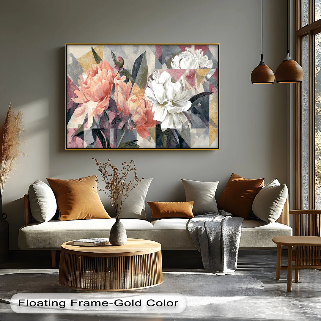 Modern Petal Geometry – Abstract Peony Floral Canvas Print - MyPhotoStation