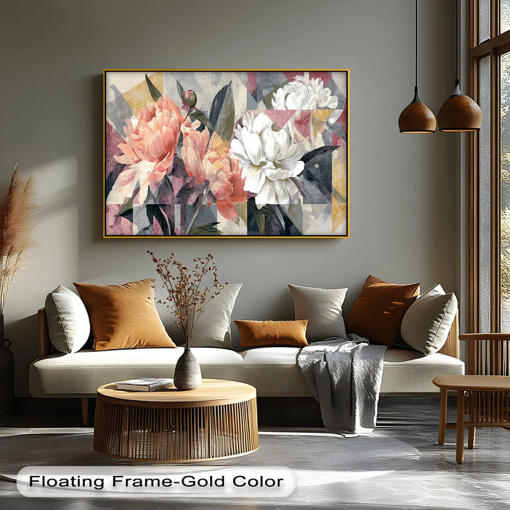 Modern Petal Geometry – Abstract Peony Floral Canvas Print - MyPhotoStation
