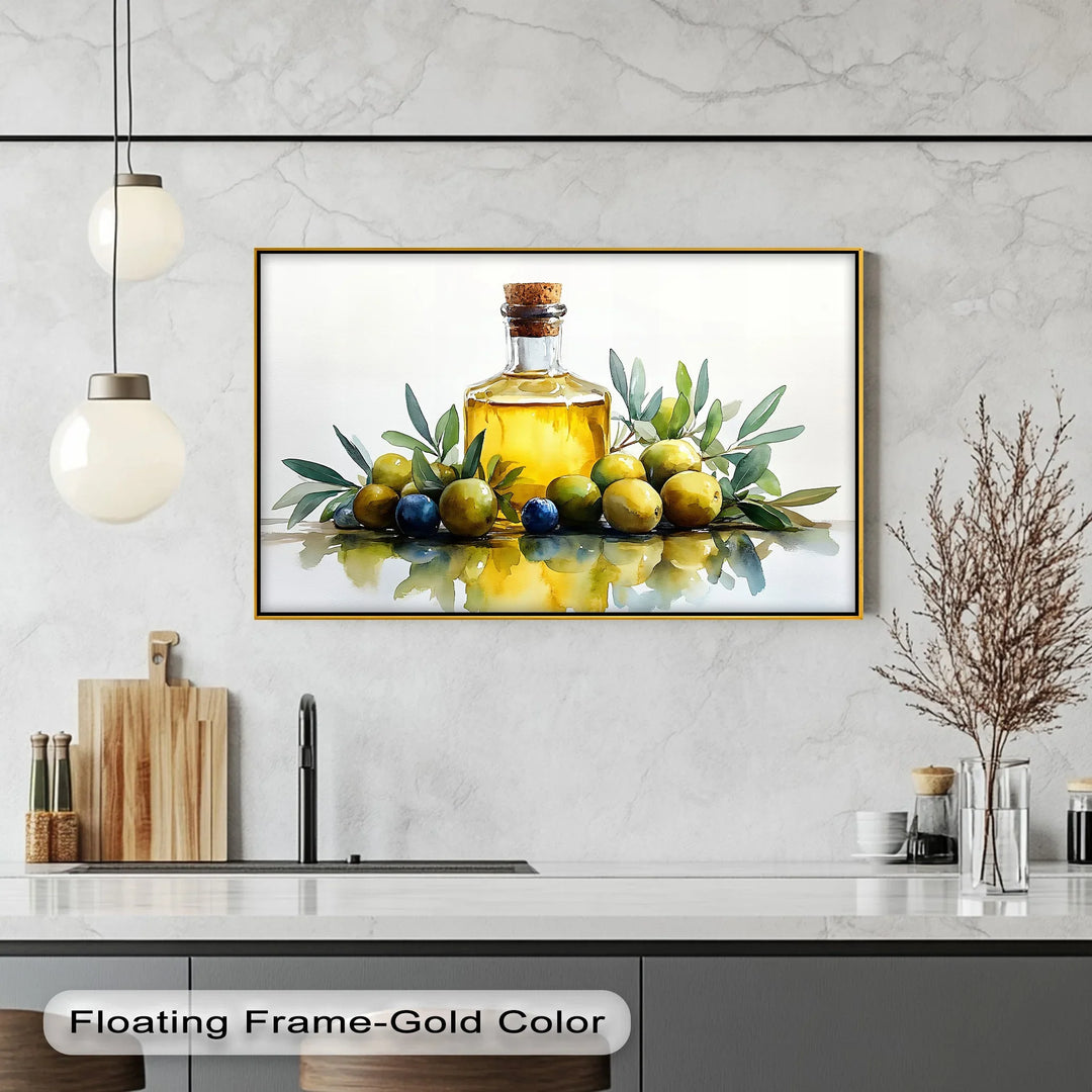 Golden Essence – Olive Oil and Olives Kitchen Canvas Prints - MyPhotoStation