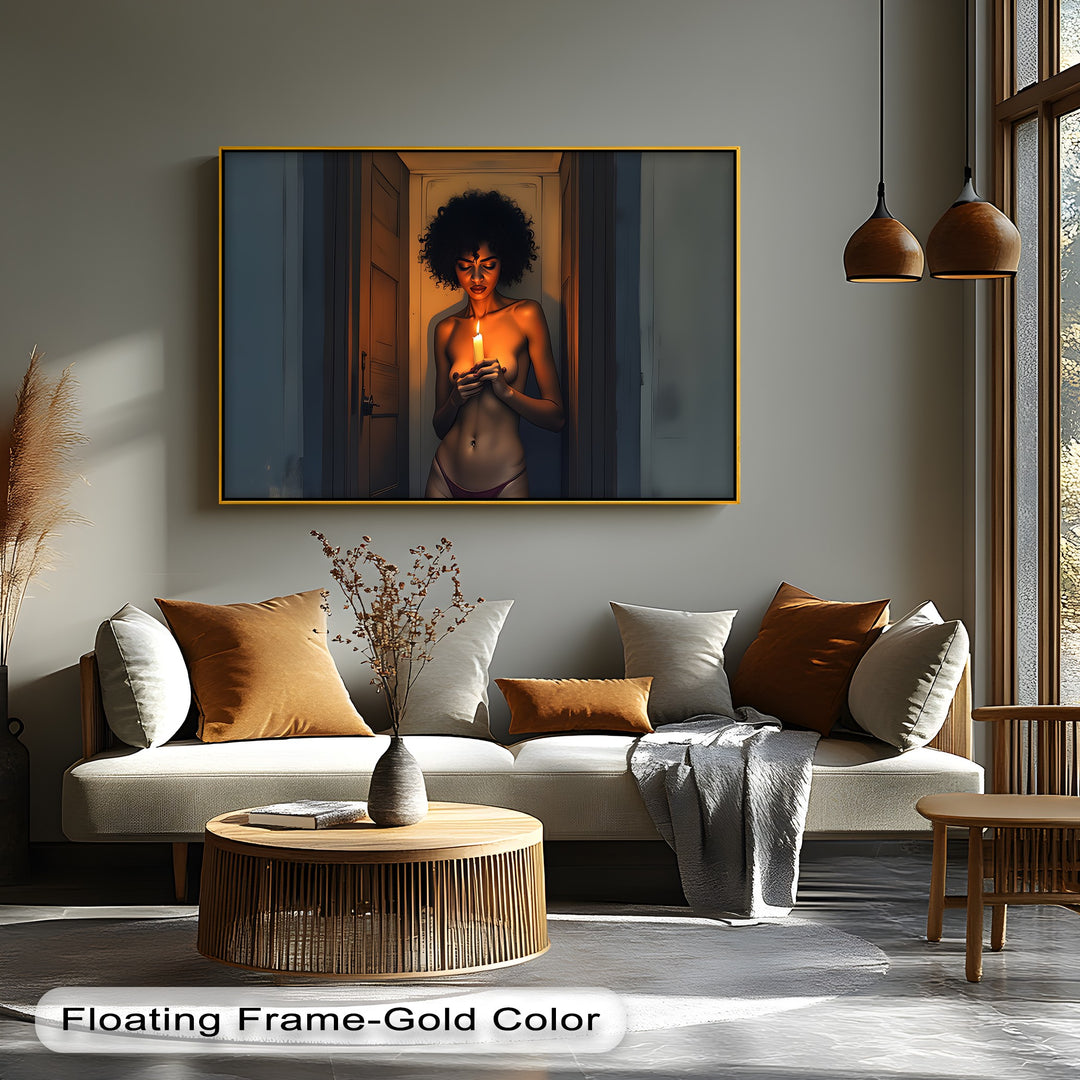 Candlelight Gaze – Dark Moody Erotic Canvas Wall Art | Canvas Artwork
