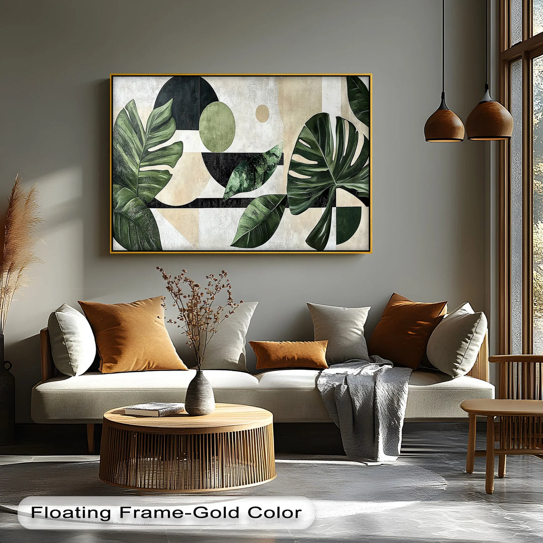 Tropical Geometry – Modern Monstera Leaf Canvas Print - MyPhotoStation