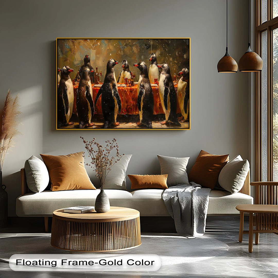 Penguin Banquet – Whimsical Animal Canvas Print - MyPhotoStation