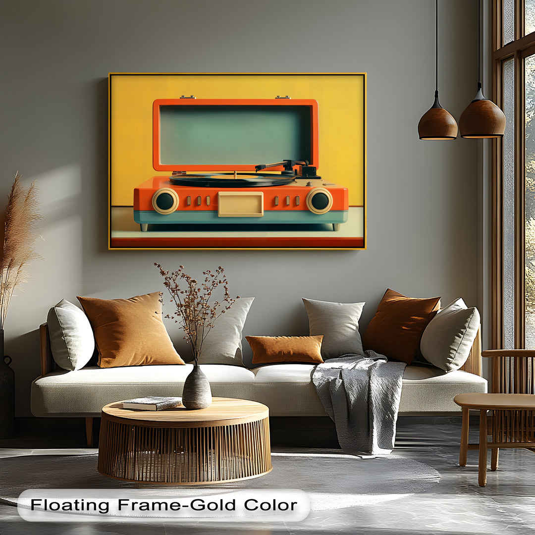 Sunset Stereo – Bold Retro Record Player Canvas Print