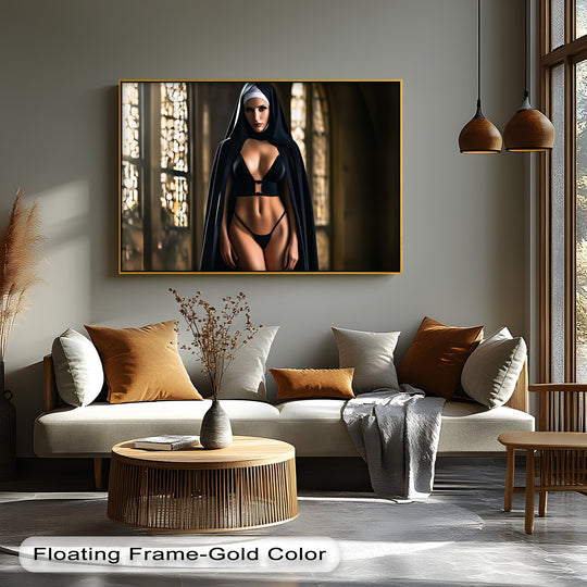 Veil's gentle folds define the focal point in this big canvas prints artwork, a gothic erotic wall print with sensual allure and captivating emotion.