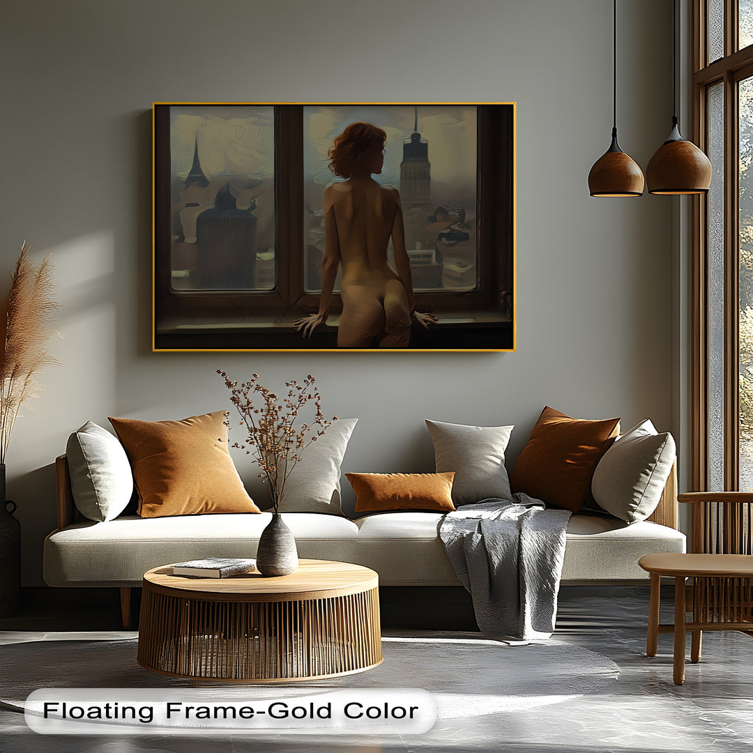 City of Silence – Nude Window Scene Canvas Print | Sexy Art