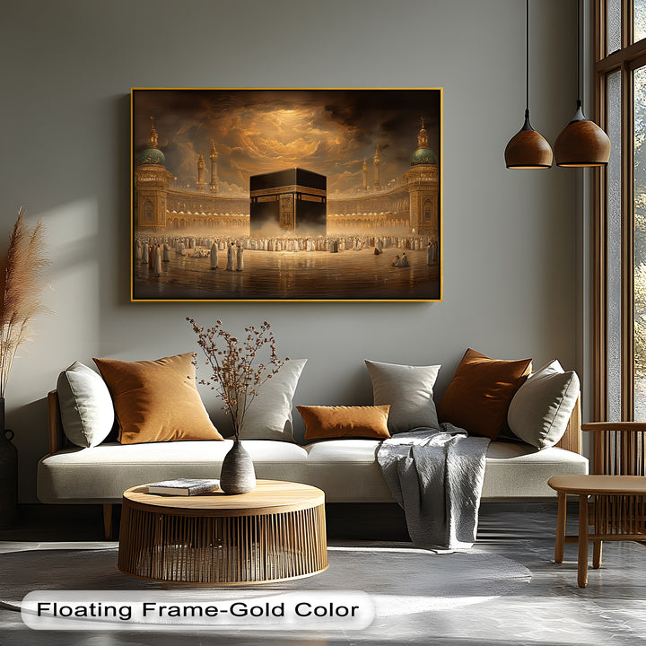 Divine Light Over the Kaaba – Islamic Holy Site Canvas Print