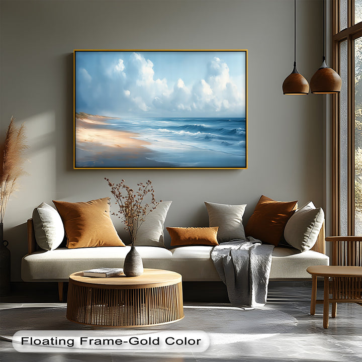 Golden Beach and Blue Ocean - Canvas Wall Art