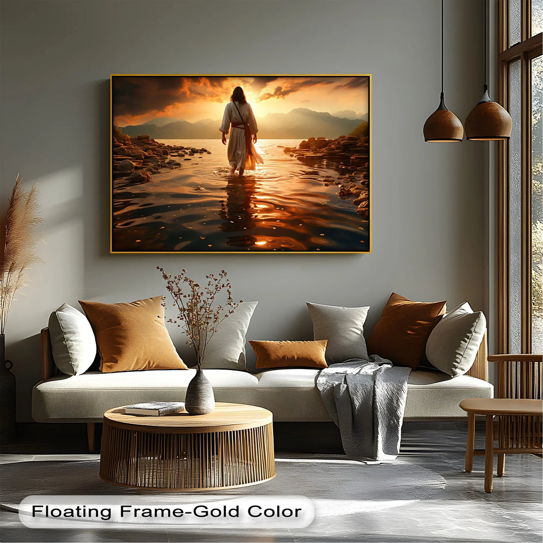 Sunset Grace – Jesus Walking on Water Canvas Print - MyPhotoStation