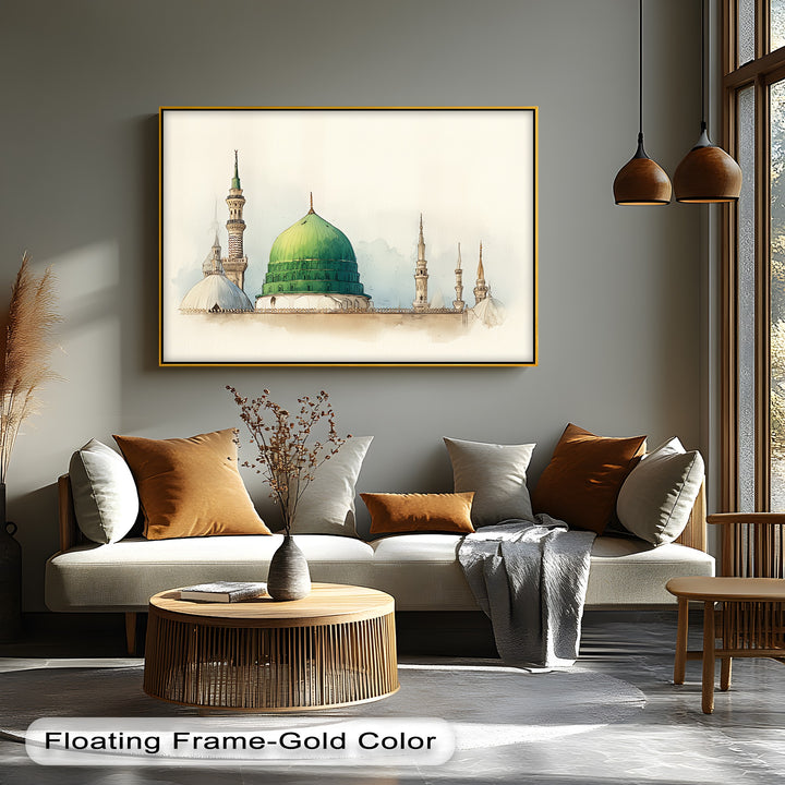 Sacred Serenity – Green Dome of Al-Masjid an-Nabawi Canvas Print