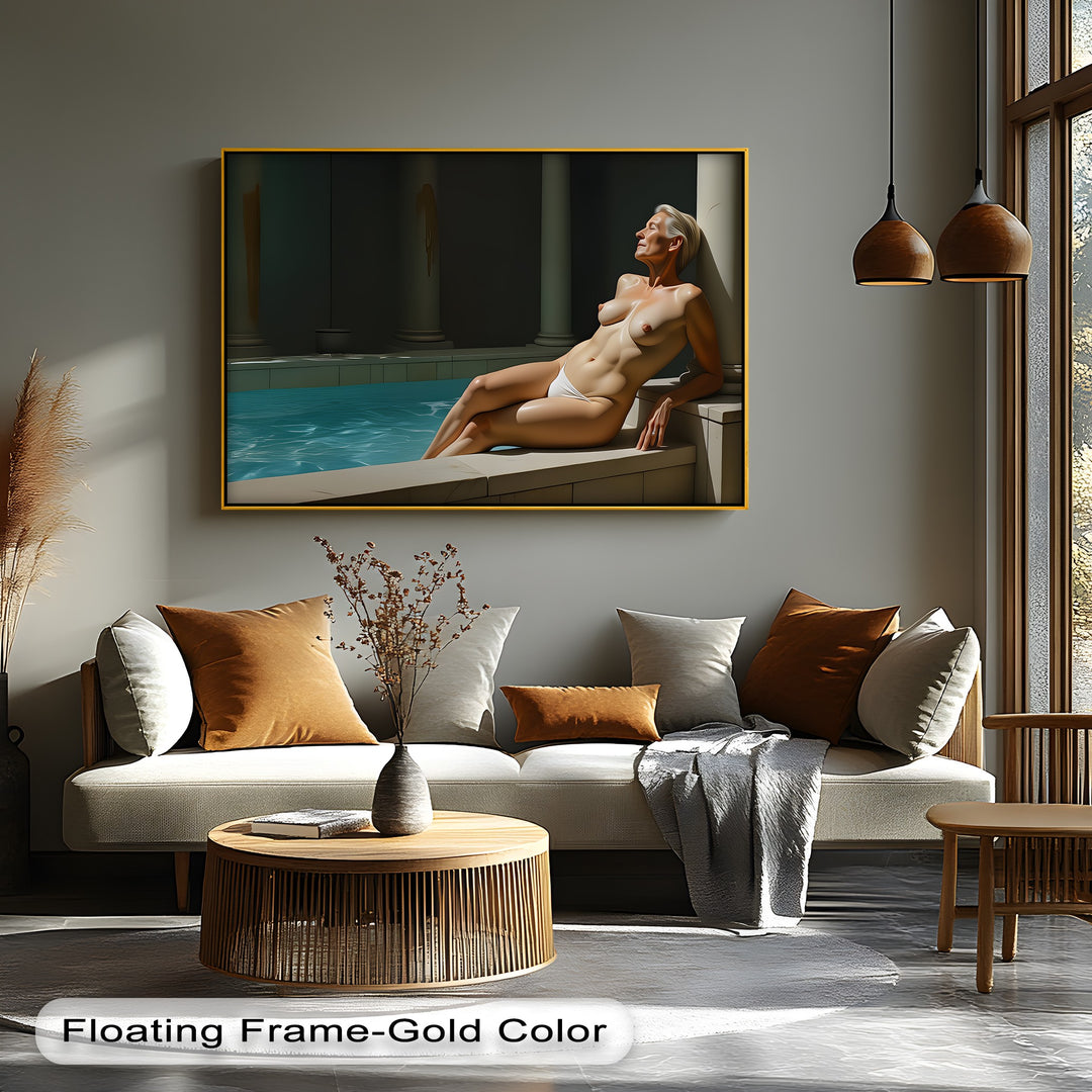 Mature Nude Poolside - Erotic Canvas Wall Art | Sexy Art