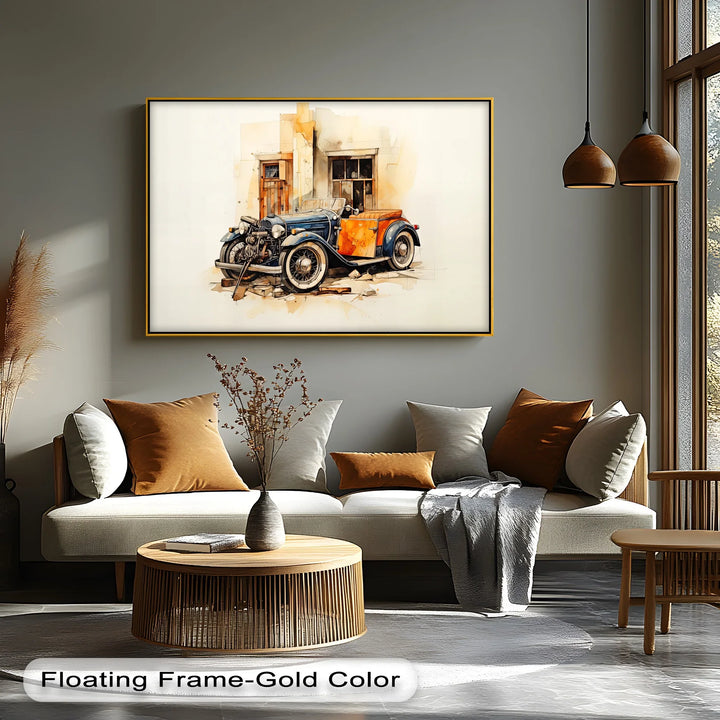 Two-Tone Classic Convertible by Weathered Wall – Car Canvas Print