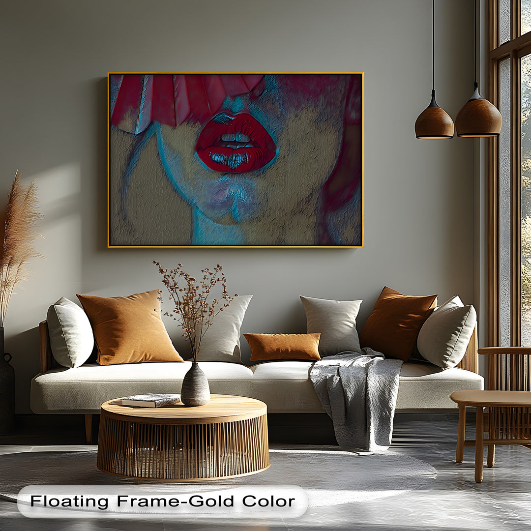 Velvet Silence – Erotic Red Lips Canvas Wall Art | Sexy Artwork