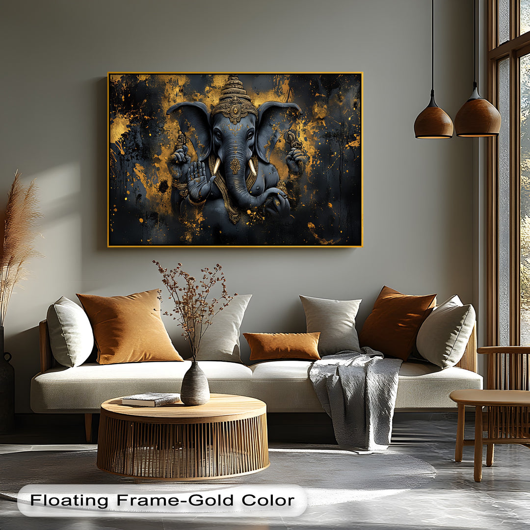 Sacred Guardian – Lord Ganesha with Four Arms Canvas Print