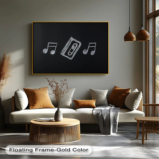 Retro Cassette Tape Chalk Drawing – Blackboard Music Canvas Prints - MyPhotoStation