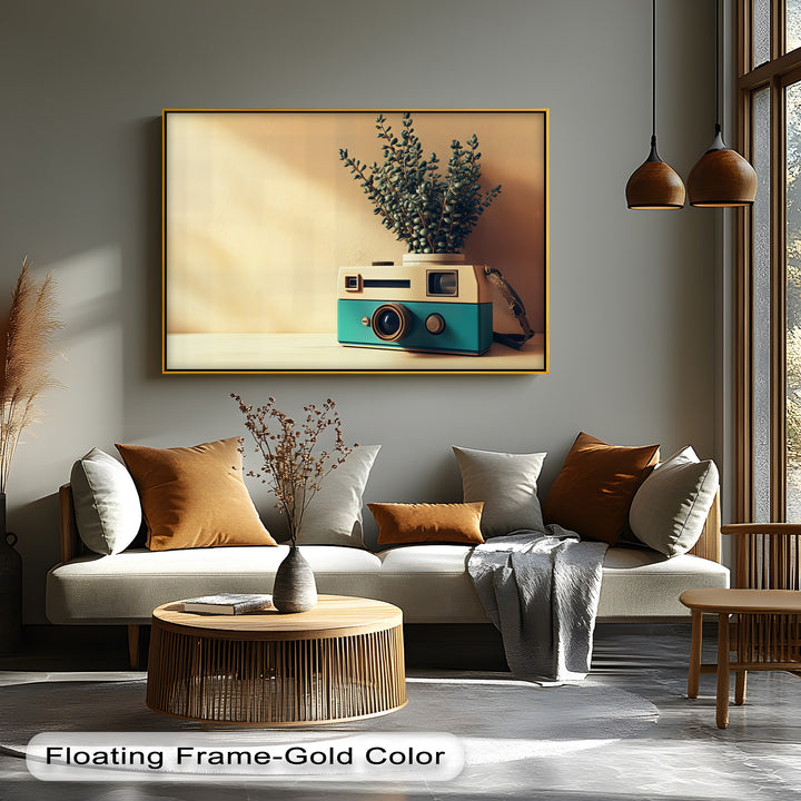 Retro Focus – Vintage Camera Planter Canvas Print