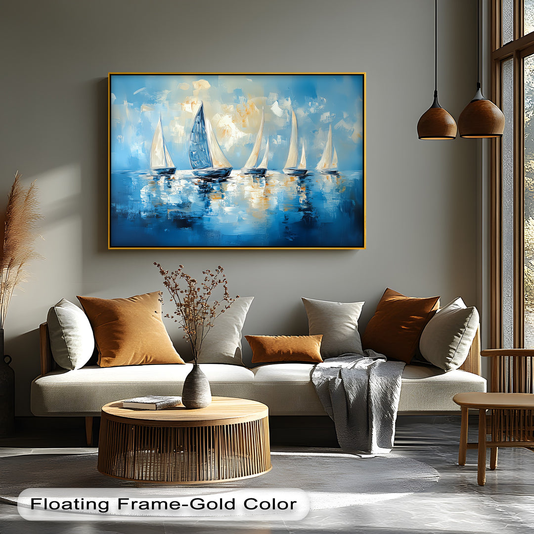 Sailing into Light – Abstract Ocean Regatta Canvas Print