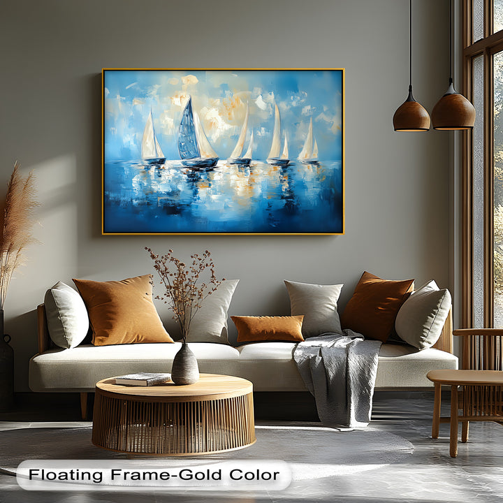 Sailing into Light – Abstract Ocean Regatta Canvas Print