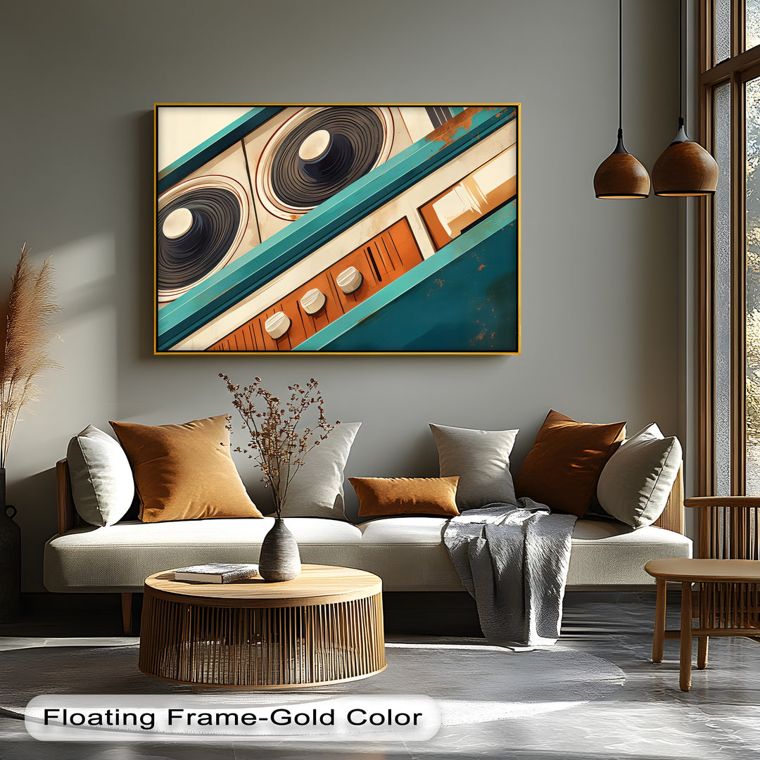 Tilted Frequency – Abstract Retro Stereo Close-Up Canvas Print