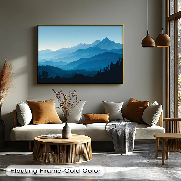 Tranquil Blue Horizons – Layered Mountain Landscape Canvas Print - MyPhotoStation