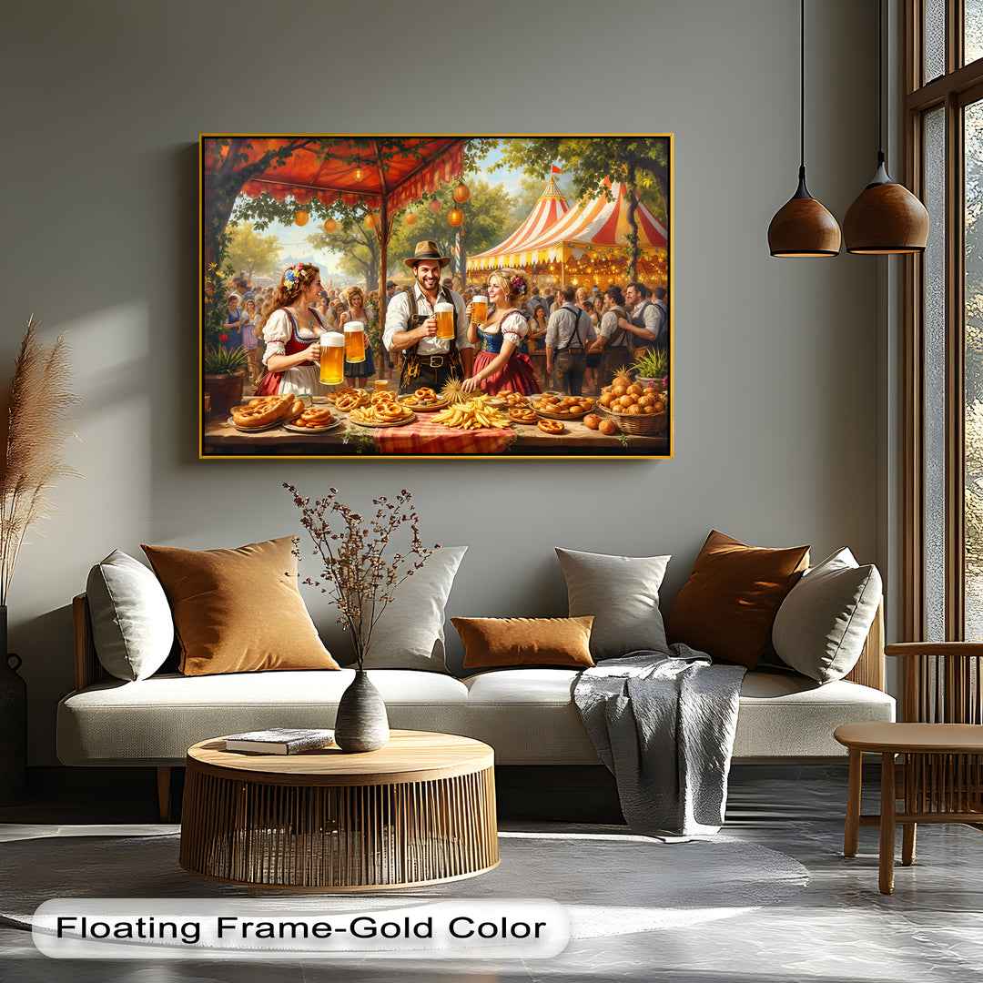 Bavarian Oktoberfest Beer Garden – German Festival Canvas Wall Art | Canvas Art