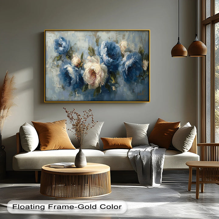 Romantic Blue Peonies – Vintage Floral Canvas Print - MyPhotoStation