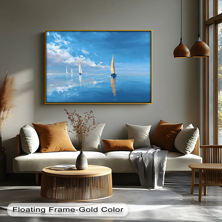 Tranquil Sailboats at Sea – Blue Ocean Canvas Print - MyPhotoStation