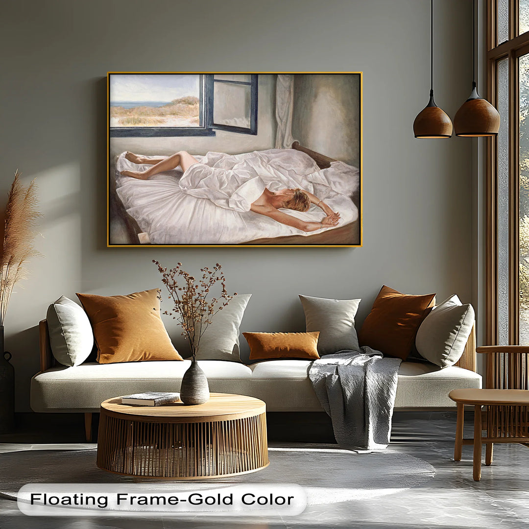 Sunlit Morning – Nude in White Sheets by the Window Canvas Print - MyPhotoStation