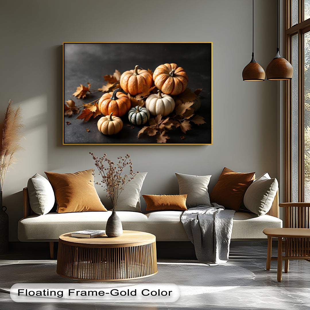 Rustic Charm – Autumn Pumpkins Canvas Wall Art | Framed Artwork