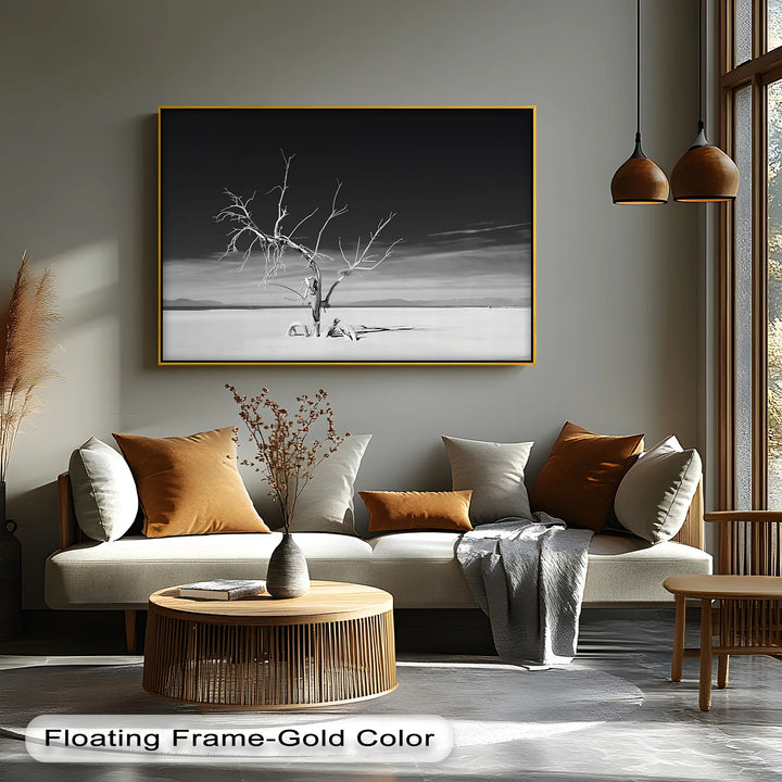 Solitary Resilience – Black and White Desert Tree Canvas Print - MyPhotoStation
