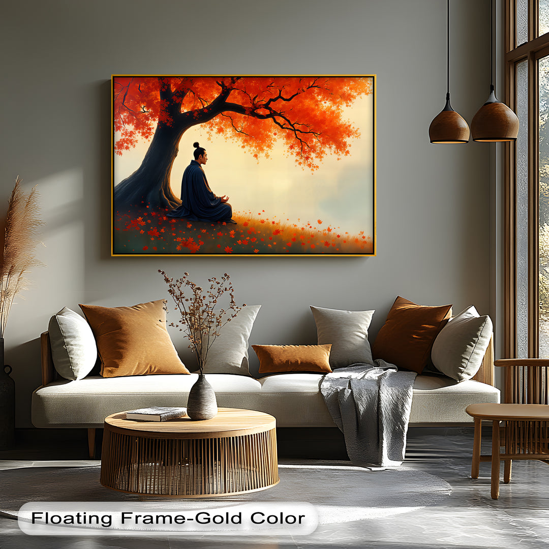 Samurai Meditation Under Maple Tree - Canvas Wall Art | Canvas Prints